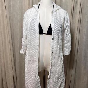 Club Z Collection White Cotton Coverup Hoodie – Size M